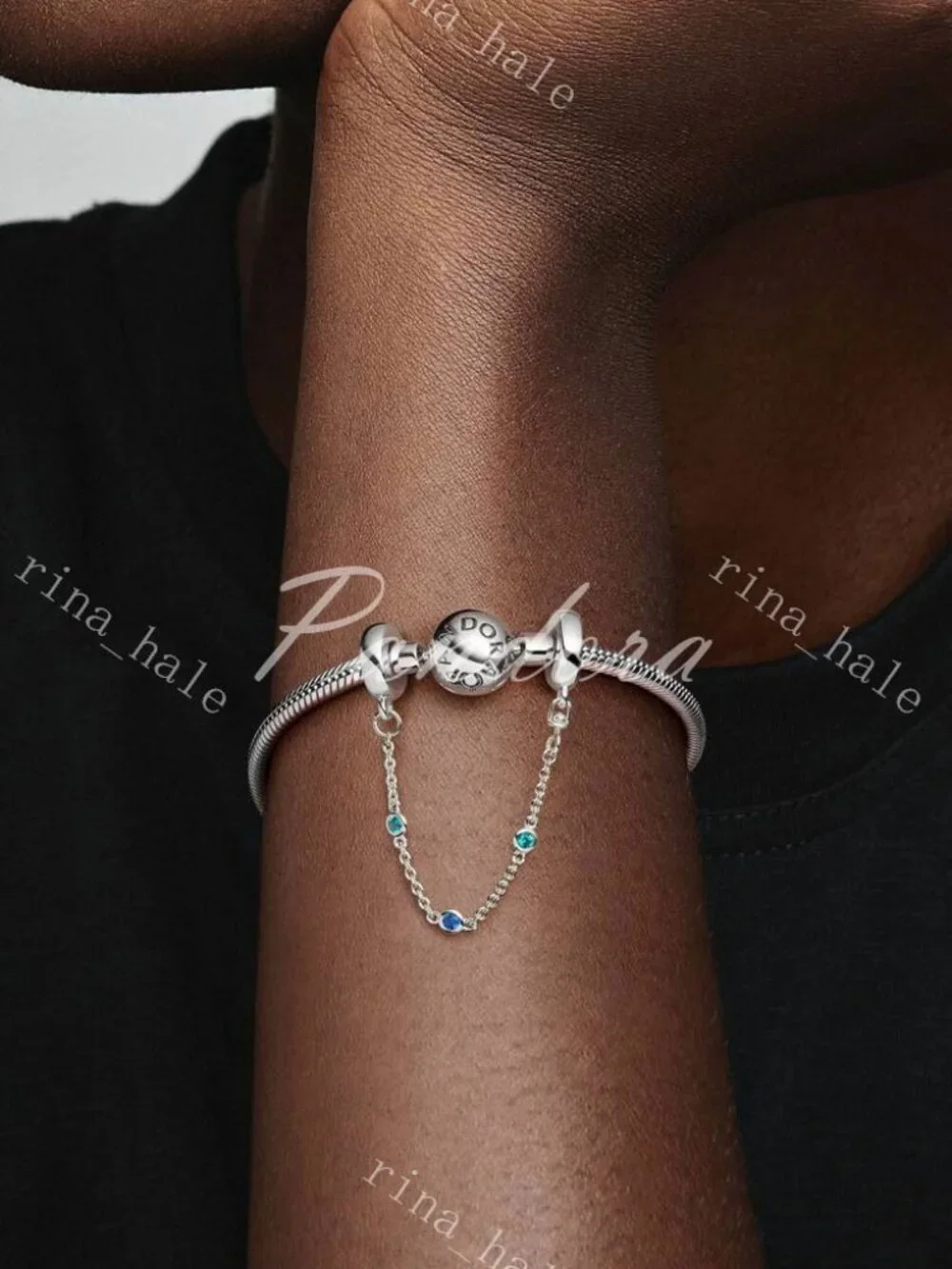 Pandora Triple Blue Stone Safety Chain